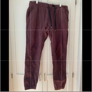 Burgundy men’s joggers.  Cotton On size 34. Worn & ultra comfortable.